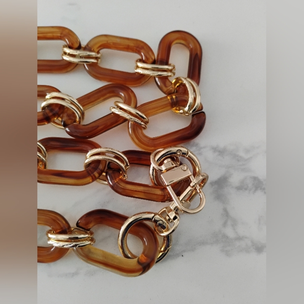 NEW Shoulder Bag Chain - Tortoise & Gold Acrylic - Picture 4 of 5